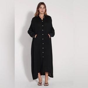 NWOT Raquel Allegra Black Caftan Shirt Dress